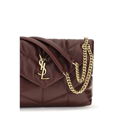 Saint Laurent Schultertasche aus bordeauxrotem Lammleder