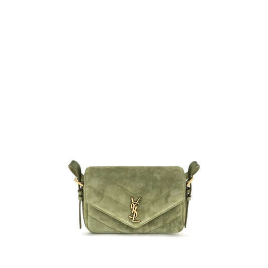 Saint Laurent Zweifarbige Schultertasche aus Wildleder