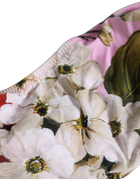 Dolce & Gabbana Pink Floral Print Bandeau Bikini-Oberteil