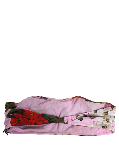 Dolce & Gabbana Pinkes Bandeau-Bikini-Oberteil mit Blumenprint