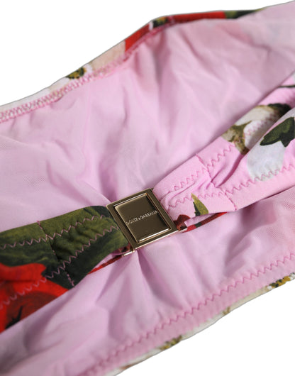 Dolce & Gabbana Pinkes Bandeau-Bikini-Oberteil mit Blumenprint