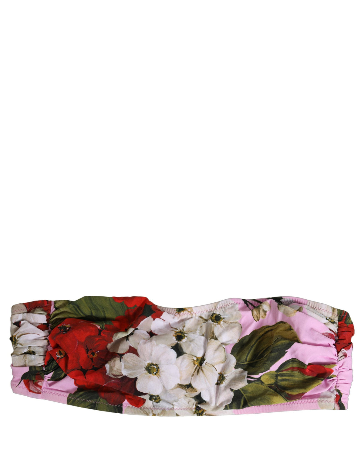 Dolce & Gabbana Pinkes Bandeau-Bikini-Oberteil mit Blumenprint