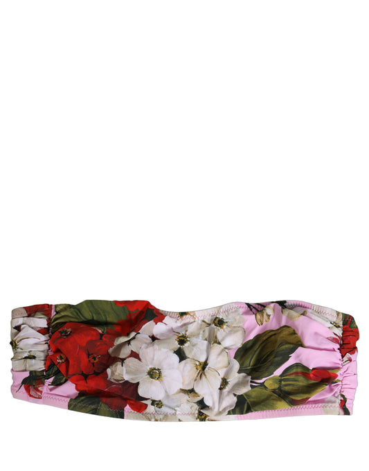 Dolce & Gabbana Pinkes Bandeau-Bikini-Oberteil mit Blumenprint