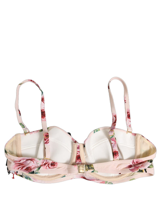 Dolce & Gabbana Bikini-Oberteil mit Bügel und pinkem Blumenprint