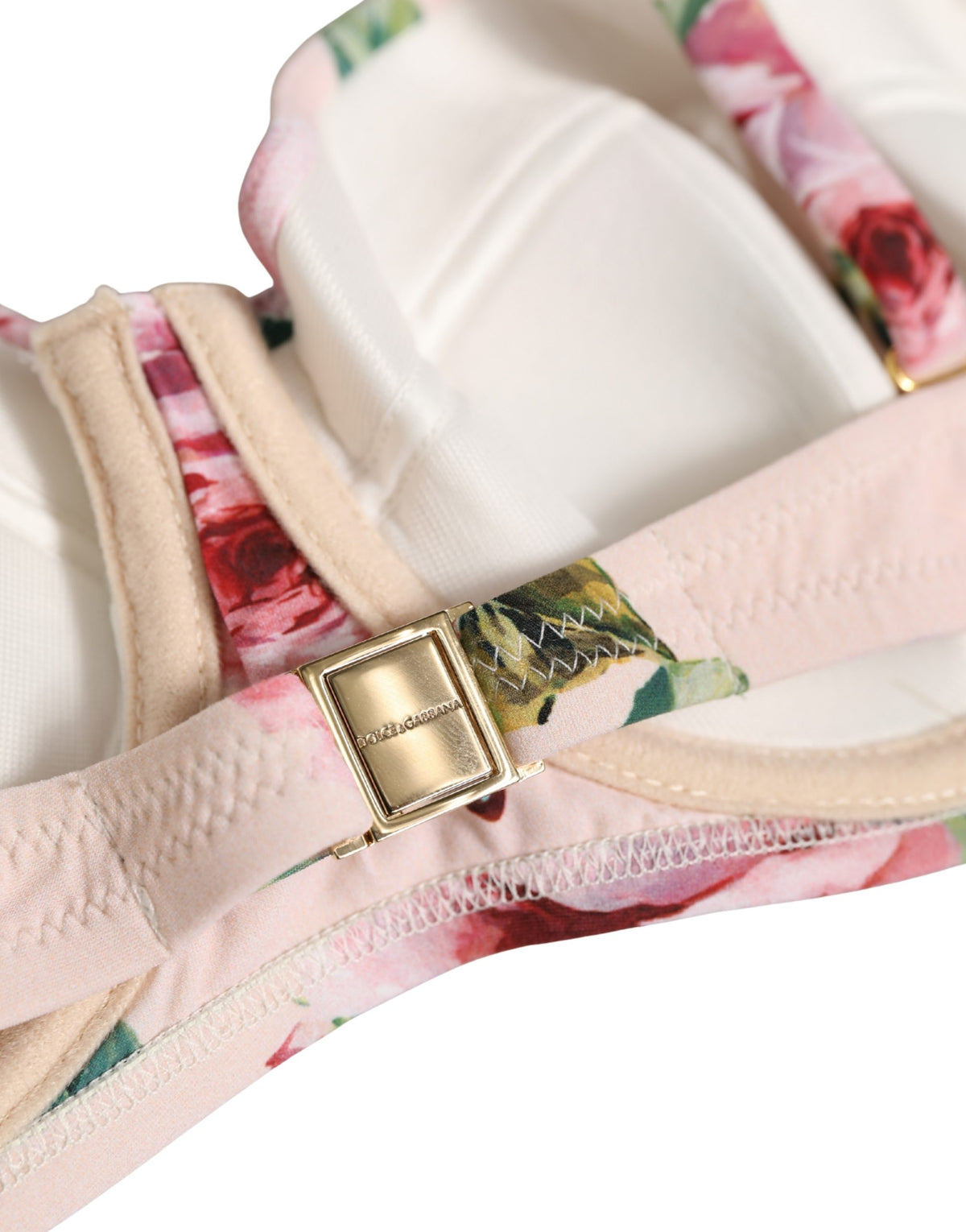 Dolce & Gabbana Hellrosa Bikini-Oberteil mit Rosenprint