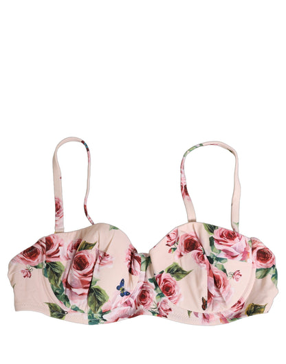 Dolce & Gabbana Bikini-Oberteil mit Bügel und pinkem Blumenprint