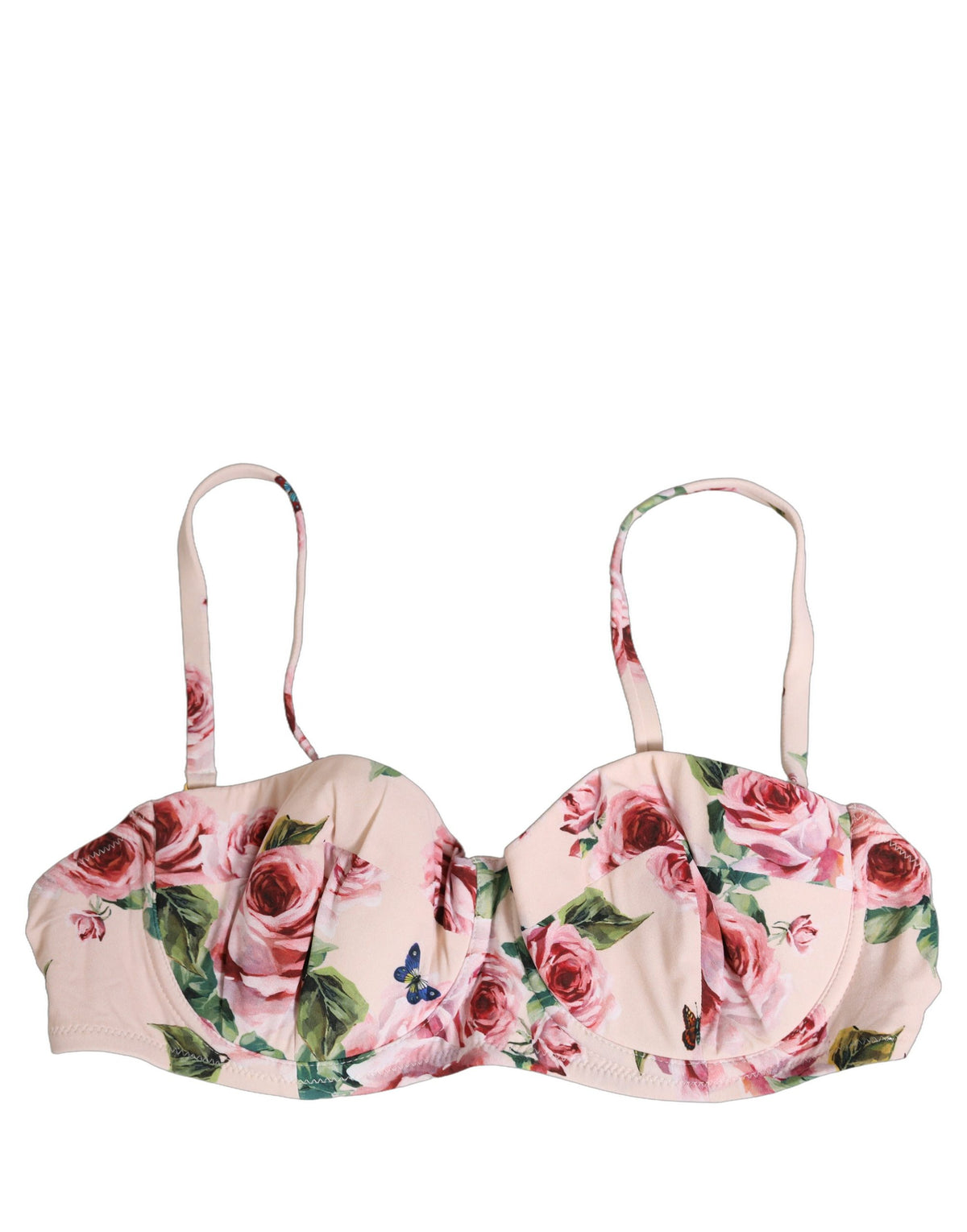 Dolce & Gabbana Hellrosa Bikini-Oberteil mit Rosenprint