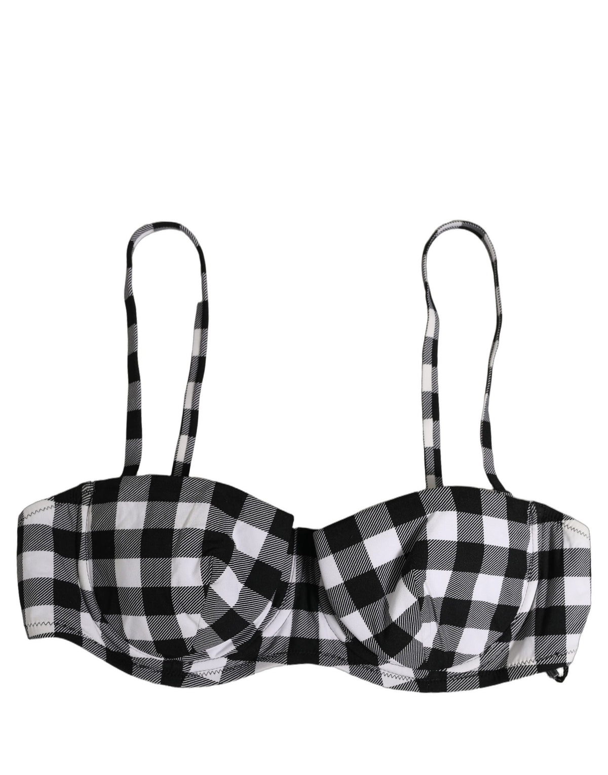 Dolce & Gabbana Black-and-White Vichy-Check Underwire Bikini Top