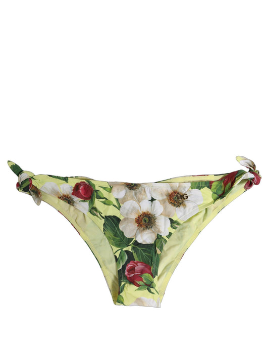 Dolce & Gabbana Slip bikini giallo con stampa floreale