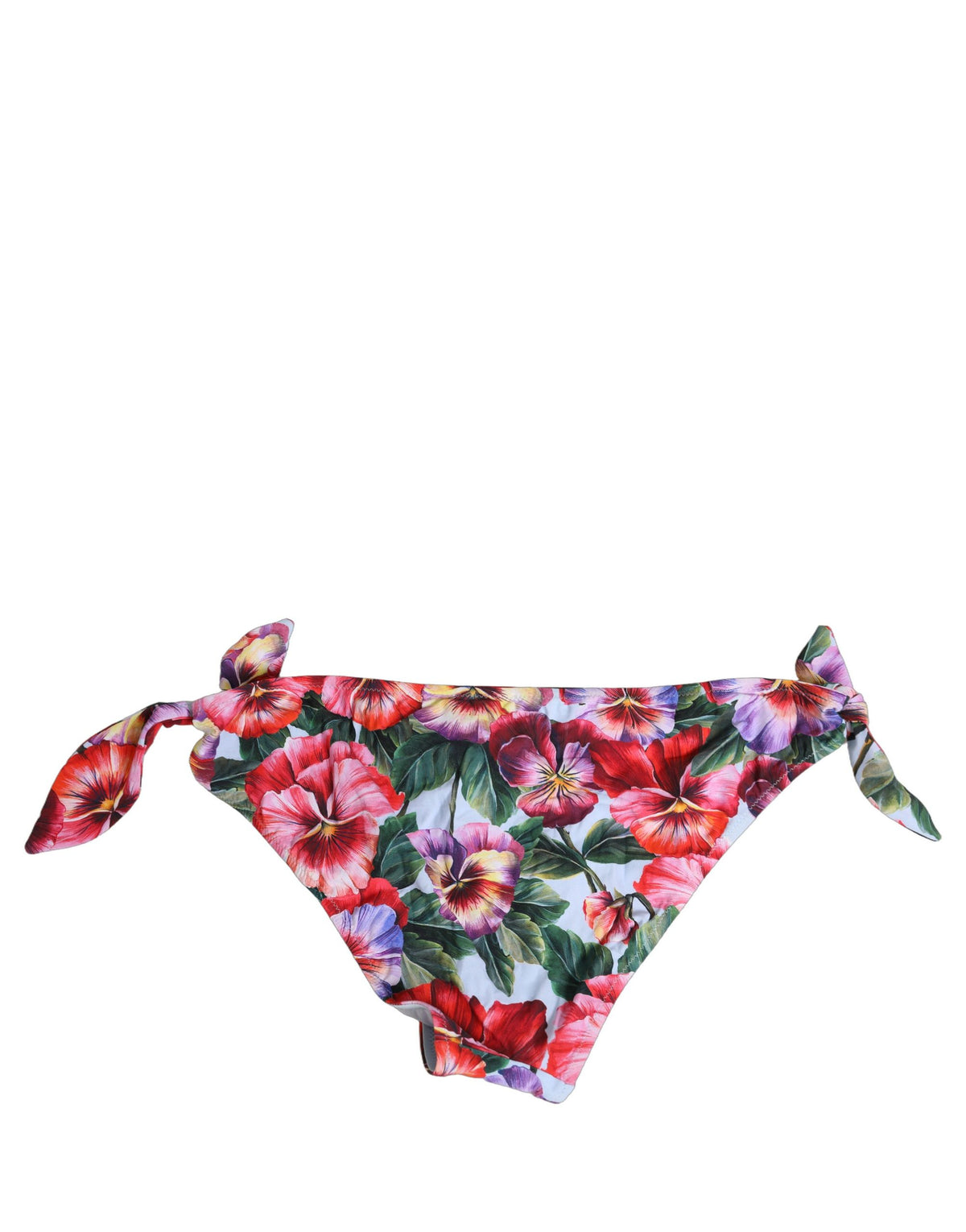 Dolce & Gabbana Weiße Bikinihose mit Blumenprint & Bindebändern