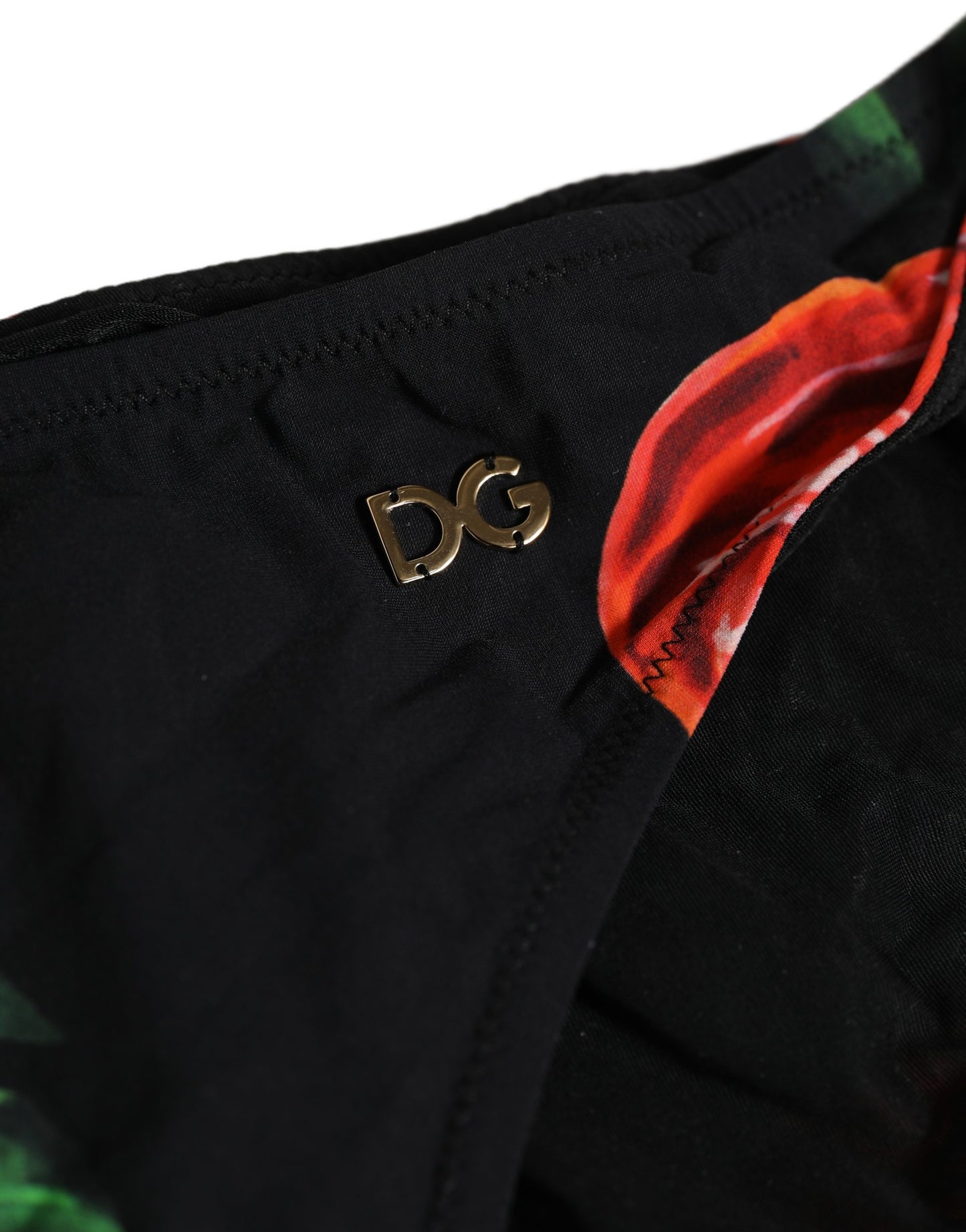 Dolce & Gabbana Schwarzer Bikini-Slip mit Blumenprint aus Nylon