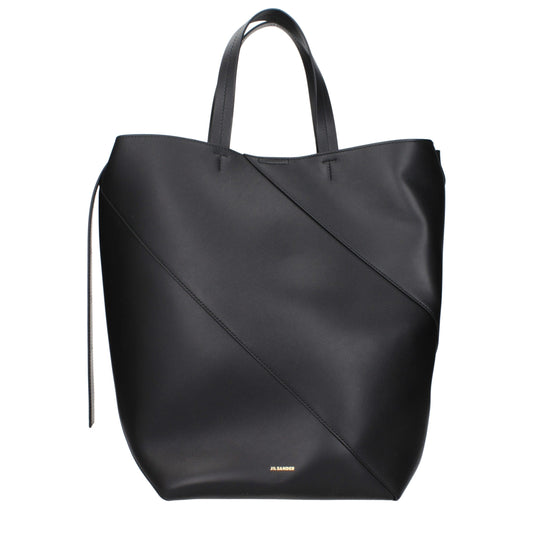 Jil Sander Schwarze Leder Umhängetasche