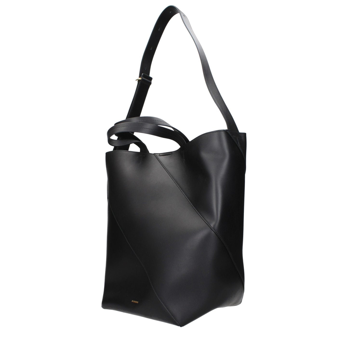Jil Sander Schwarze Leder Umhängetasche