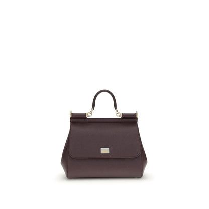 Dolce & Gabbana Burgundy Calf Leather Bos Taurus Handbag