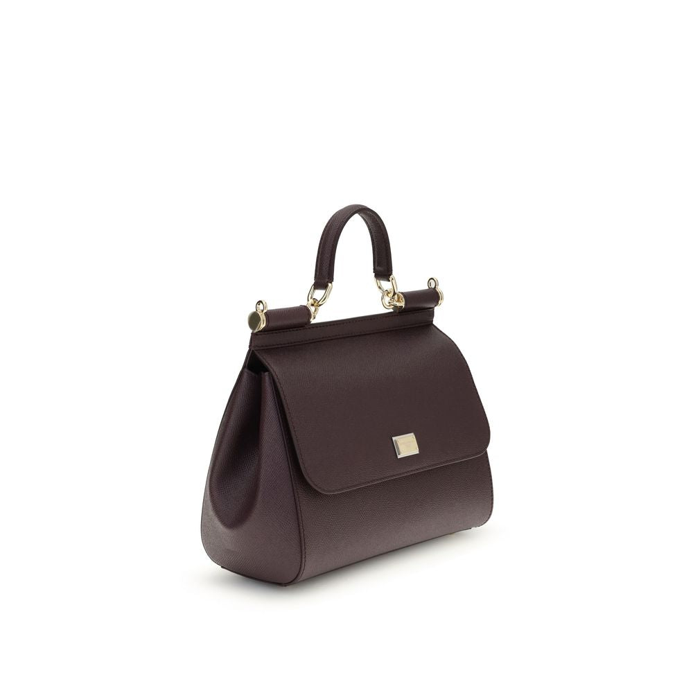 Dolce & Gabbana Burgundy Calf Leather Bos Taurus Handbag