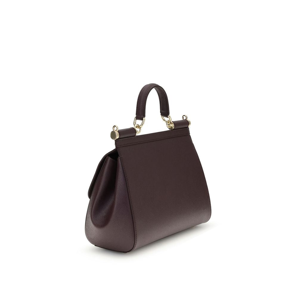 Dolce & Gabbana Burgundy Calf Leather Bos Taurus Handbag