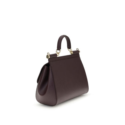 Dolce & Gabbana Burgundy Calf Leather Bos Taurus Handbag