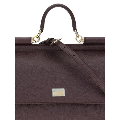 Dolce & Gabbana Burgundy Calf Leather Bos Taurus Handbag