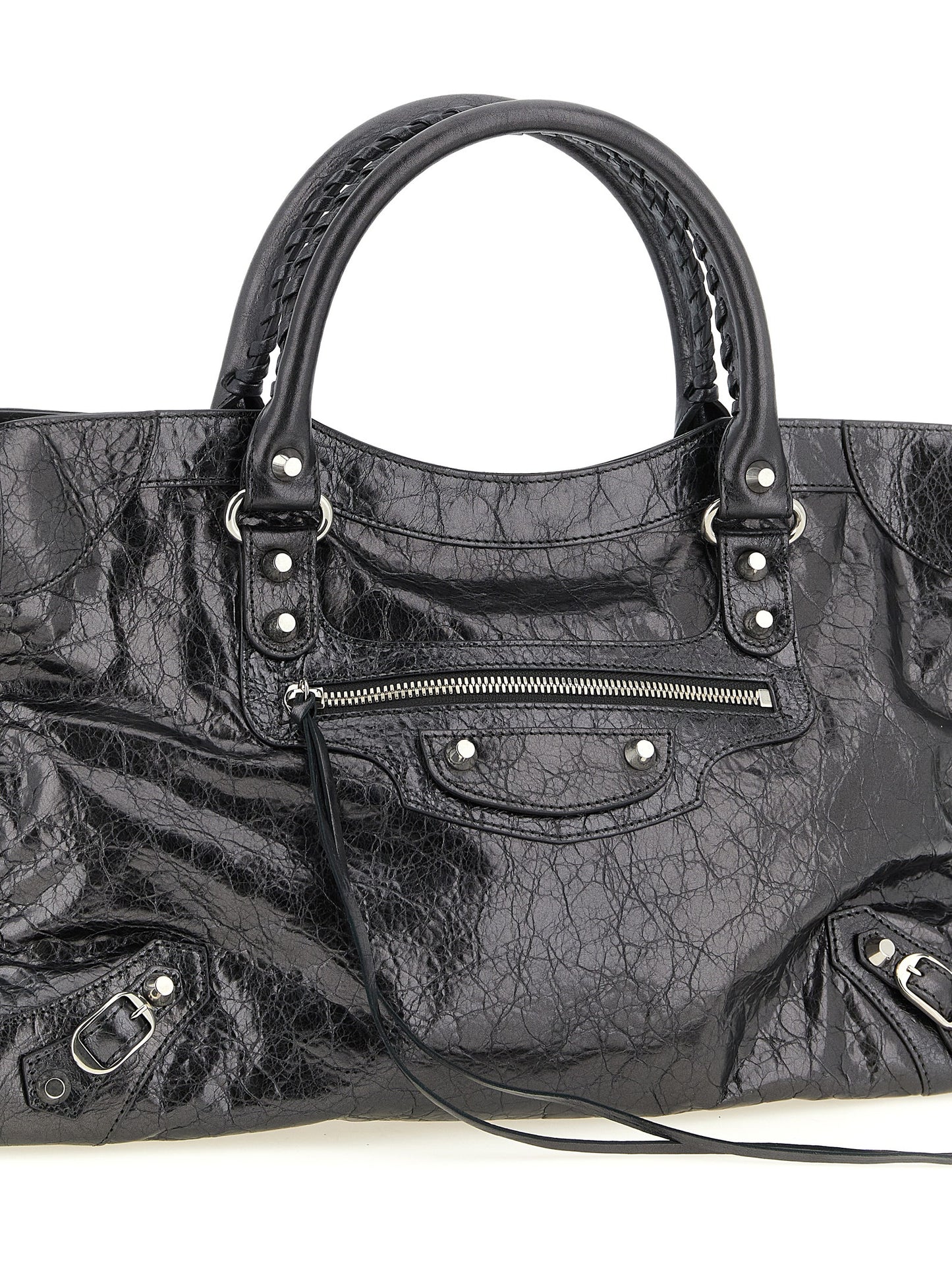 Balenciaga Handtasche aus silbernem Lammleder