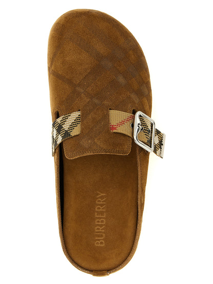 Burberry Braune Leder-Clogs
