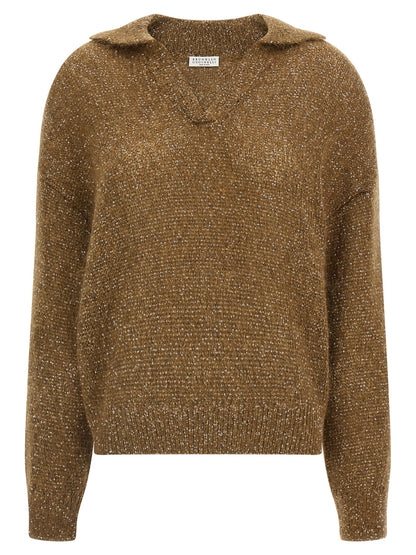 Brunello Cucinelli Braunes Polyamid-Polohemd