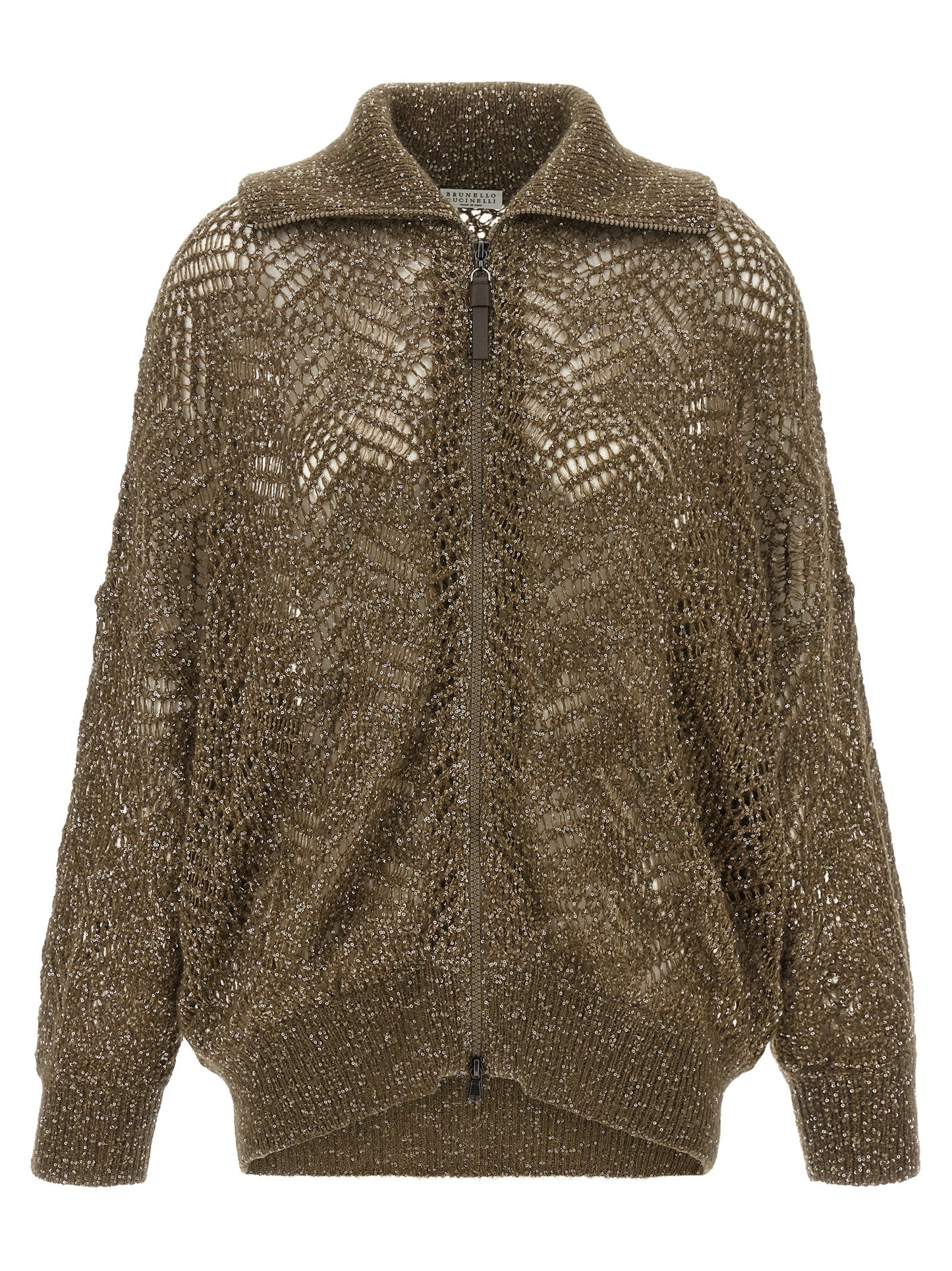 Brunello Cucinelli Brauner Cardigan aus Polyamid