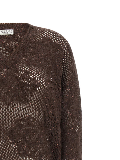 Brunello Cucinelli Brauner Nylon-Strickjacke
