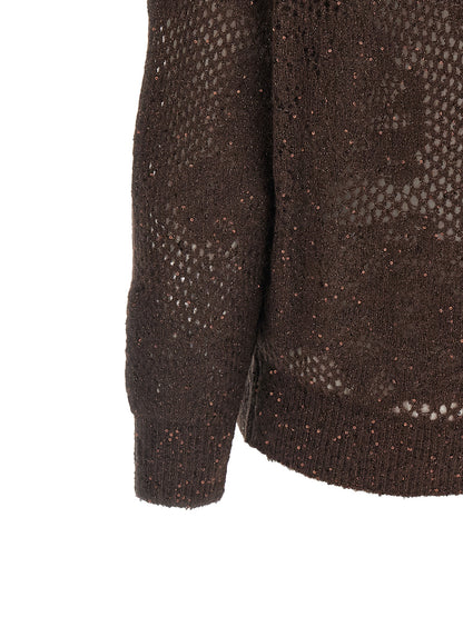 Brunello Cucinelli Brauner Nylon-Strickjacke