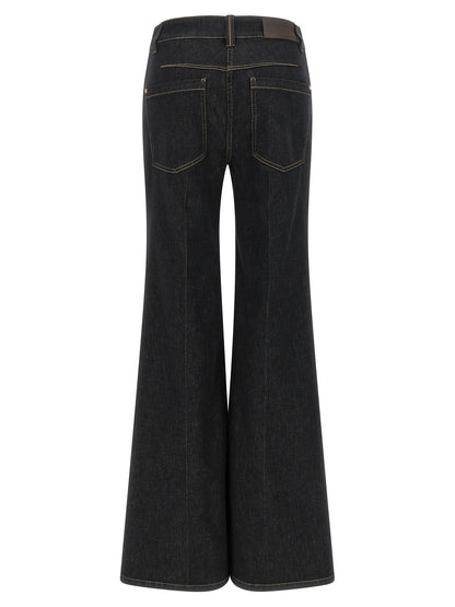 Brunello Cucinelli Blaue Baumwoll-Jeans mit ausgestelltem Bein