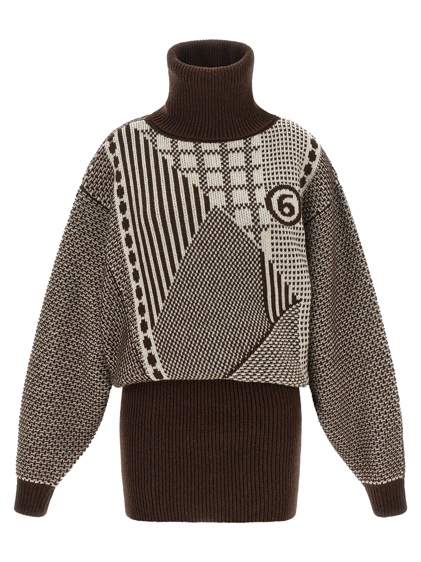 MM6 Maison Margiela Kurzes Braunes Wollkleid