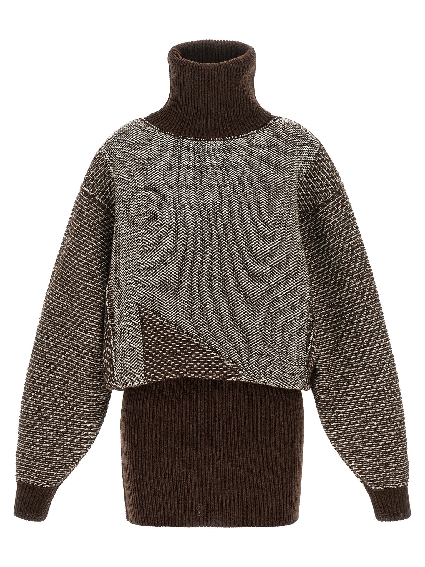 MM6 Maison Margiela Kurzes Braunes Wollkleid