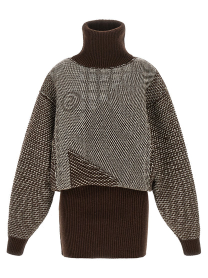 MM6 Maison Margiela Kurzes Braunes Wollkleid