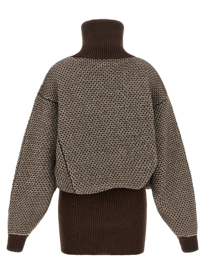 MM6 Maison Margiela Kurzes Braunes Wollkleid