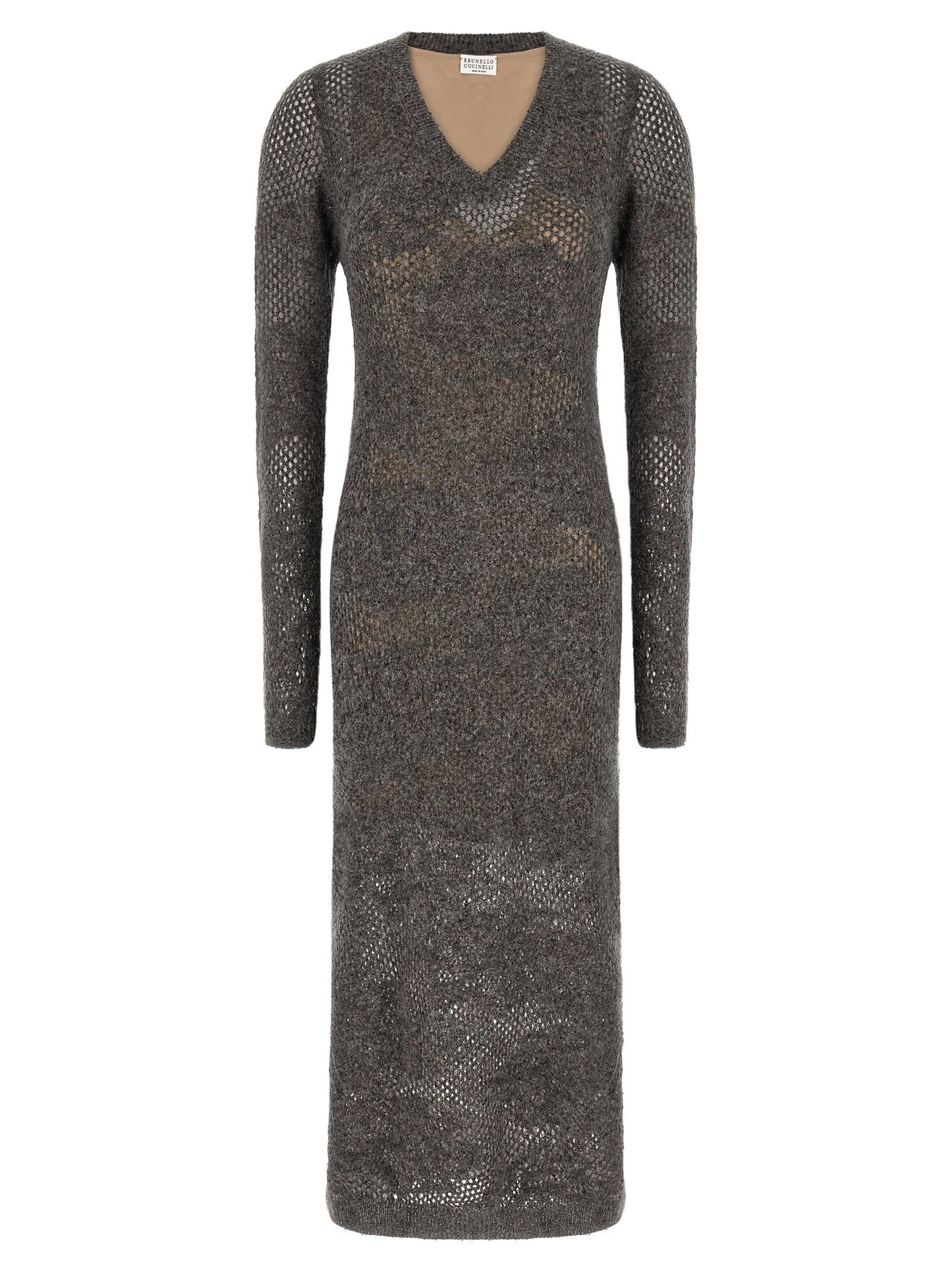 Brunello Cucinelli Graues Nylon-Abendkleid