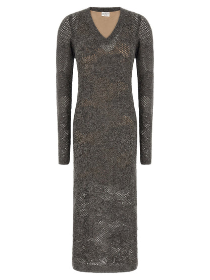 Brunello Cucinelli Graues Nylon-Abendkleid