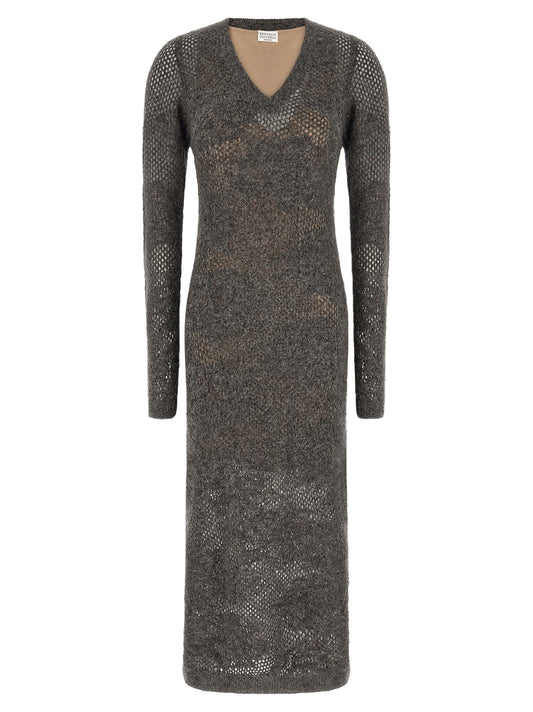 Brunello Cucinelli Graues Nylon-Abendkleid