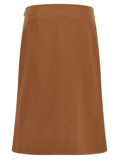 Fendi Brauner Leinen-Midirock