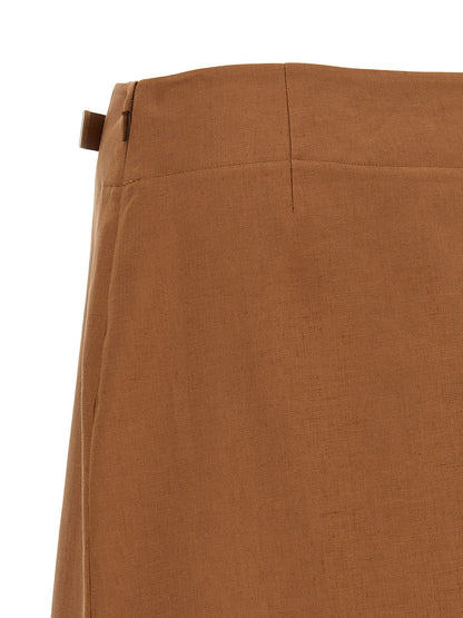Fendi Brauner Leinen-Midirock