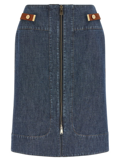 Fendi Blaue Baumwoll-Midirock