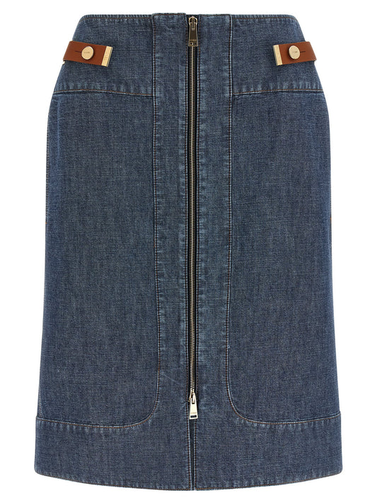 Fendi Blaue Baumwoll-Midirock