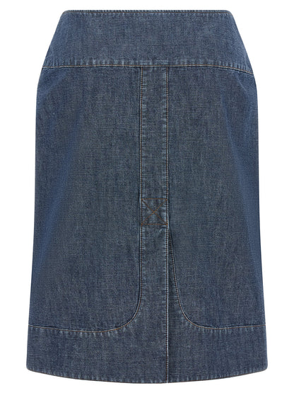 Fendi Blaue Baumwoll-Midirock