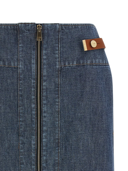 Fendi Blaue Baumwoll-Midirock