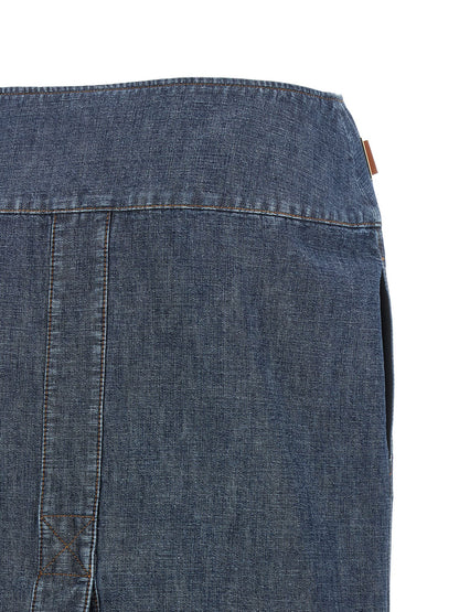 Fendi Blaue Baumwoll-Midirock
