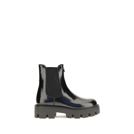 Prada Schwarze Kalbshaut-Stiefeletten im Chelsea-Stil aus Bos Taurus-Leder