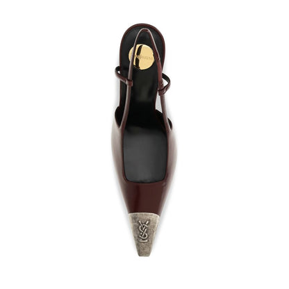 Saint Laurent Bordeauxrote Pumps aus Kalbsleder Bos Taurus mit hohem Absatz