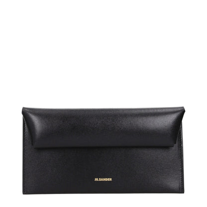 Jil Sander Schwarzes Leder Portemonnaie