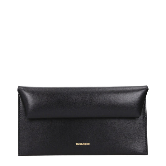 Jil Sander Schwarzes Leder Portemonnaie
