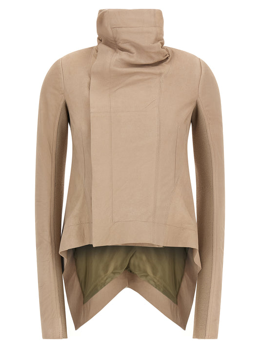 Rick Owens Beige Lammleder Lederjacke