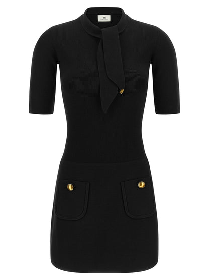 Elisabetta Franchi Schwarzes Viskose-Kurzkleid