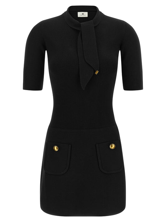 Elisabetta Franchi Schwarzes Viskose-Kurzkleid